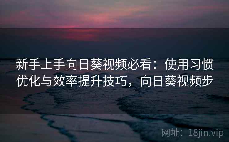 新手上手向日葵视频必看：使用习惯优化与效率提升技巧，向日葵视频步