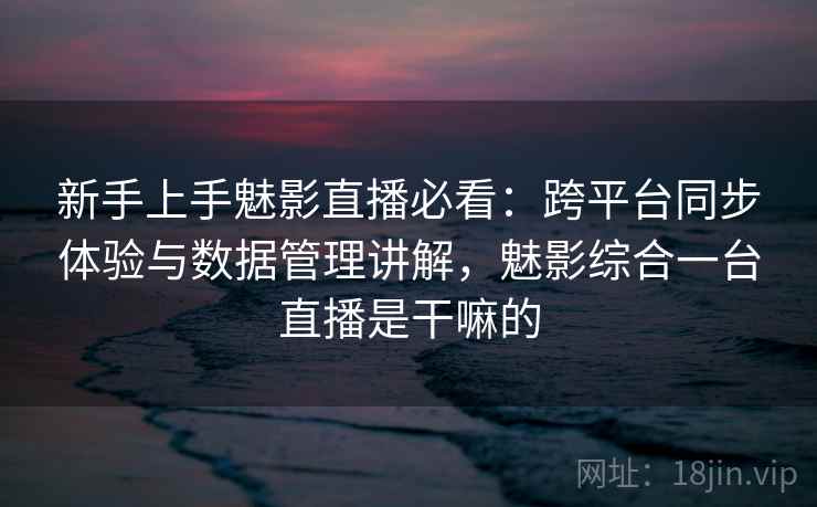 新手上手魅影直播必看：跨平台同步体验与数据管理讲解，魅影综合一台直播是干嘛的